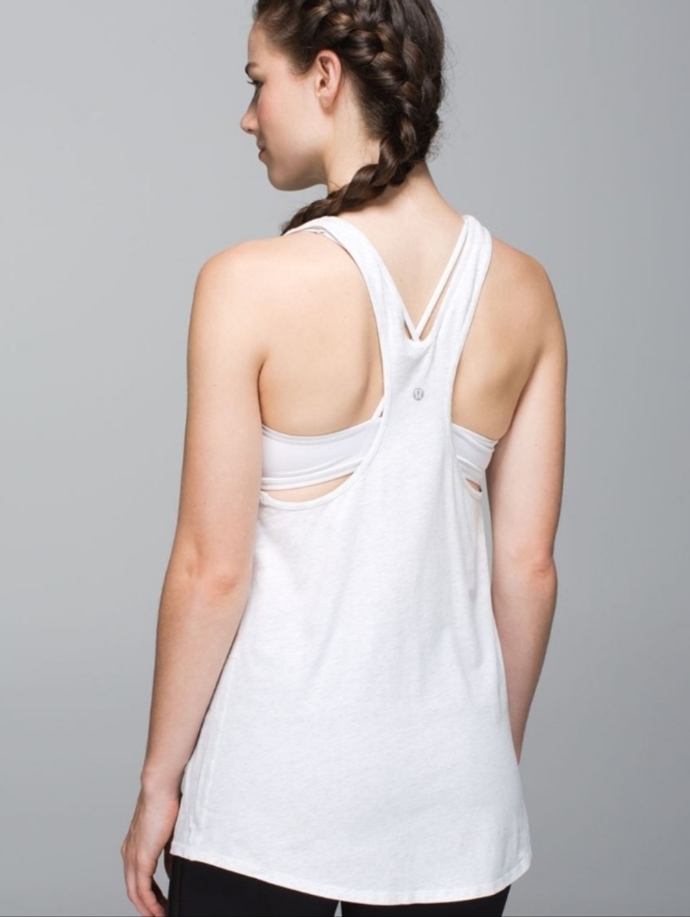 Lululemon Cotton White Racerback Loose Tank Sz 8